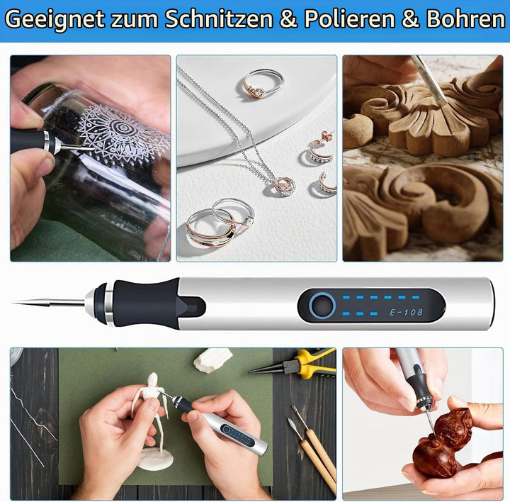 USB Wiederaufladierbar Gravur Werkzeug Kit, Elektrischer Mini Graveur Gravurwerkzeug, Mini Bohrmasch