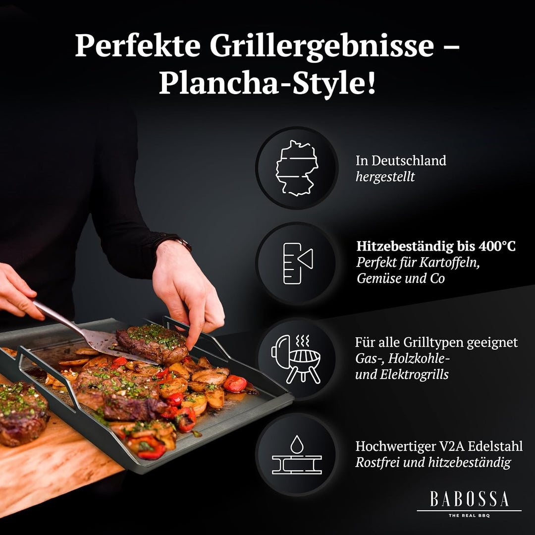 BABOSSA Premium Einsatzpfanne/Plancha kompatibel mit allen Napoleon Rogue Modellen | 44.9x27.4cm | M