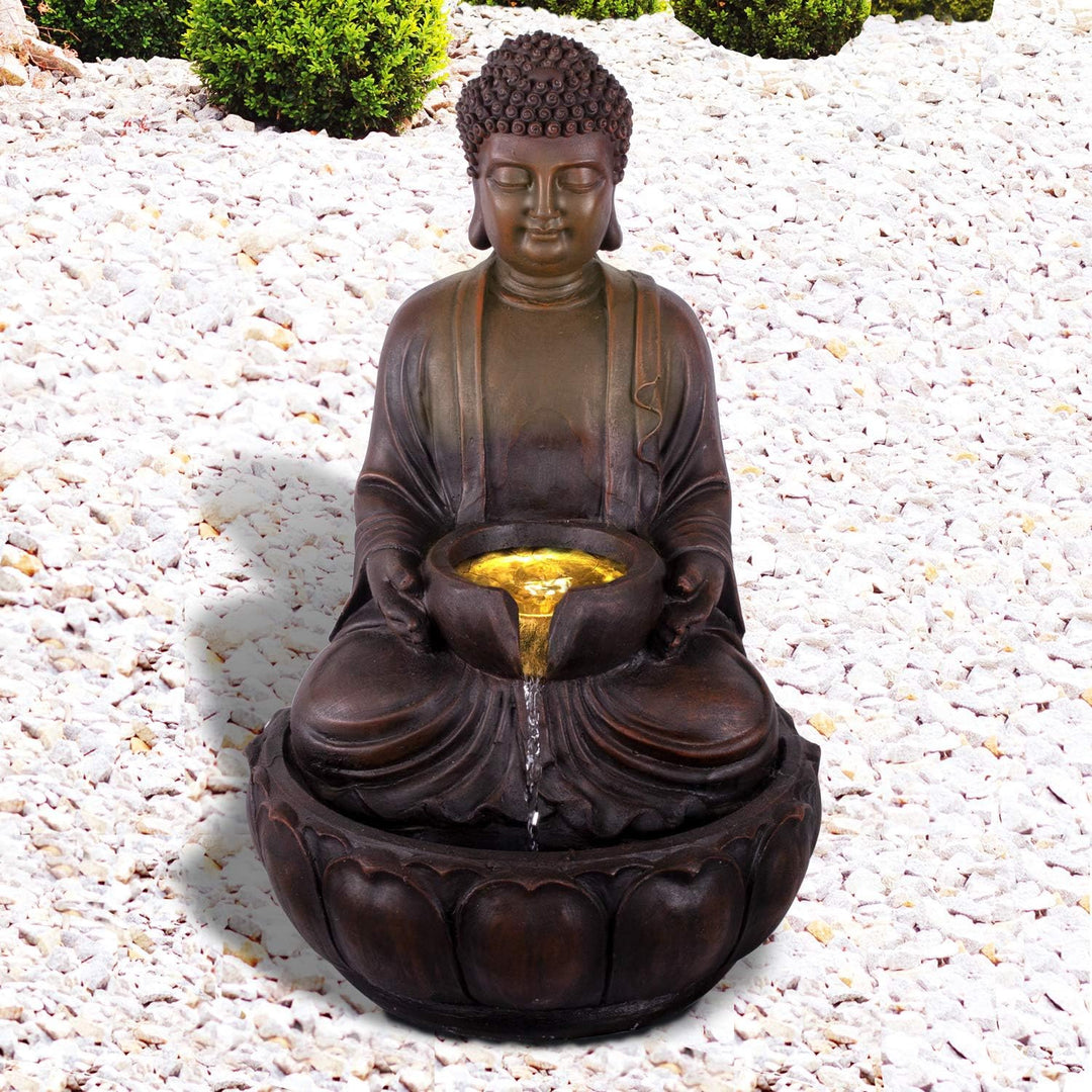 Gartenbrunnen Zen Brunnen Zierbrunnen Zimmerbrunnen Springbrunnen Brunnen ZHEN KRAFT-QUELLE mit LED-