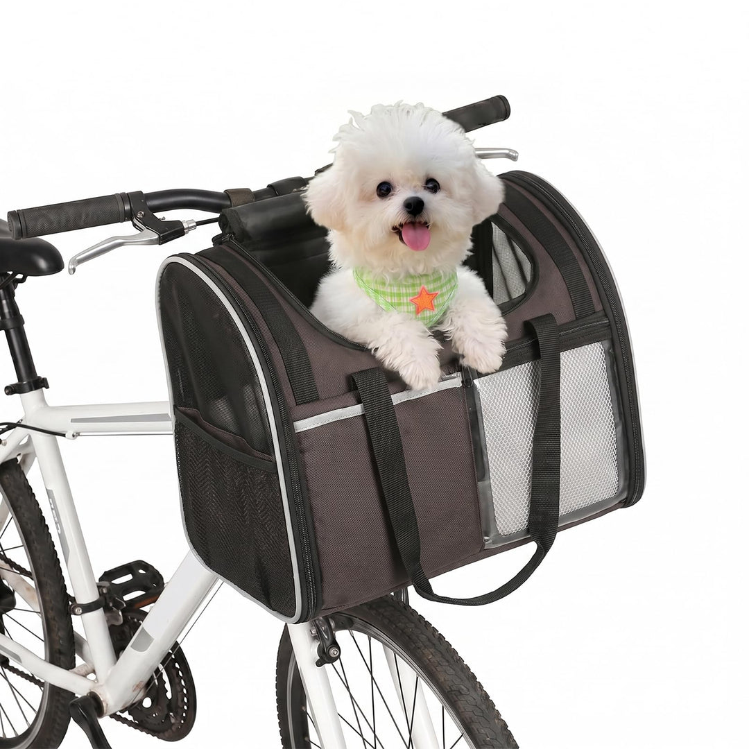 Hundekorb Fahrrad Vorne, Tragbarer Atmungsaktiver Hundefahrradkorb mit Sicherheitsleine Weichem Kiss