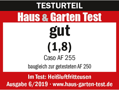 CASO | AF 255 Heissluftfritteuse 3 L, inkl. Grill-Rost | 1 kg, 60-200°C, Leistungsstark 1400 W, ohne