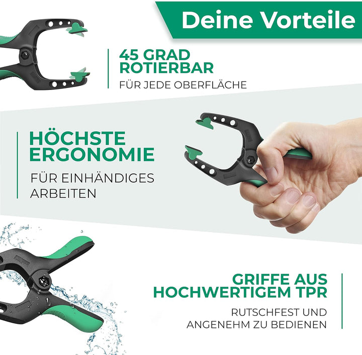 SMABIX® Klemmzwingen 10er Set für Leimen, Pool, Fotografie mit grosser Spannweite und hoher Spannkra