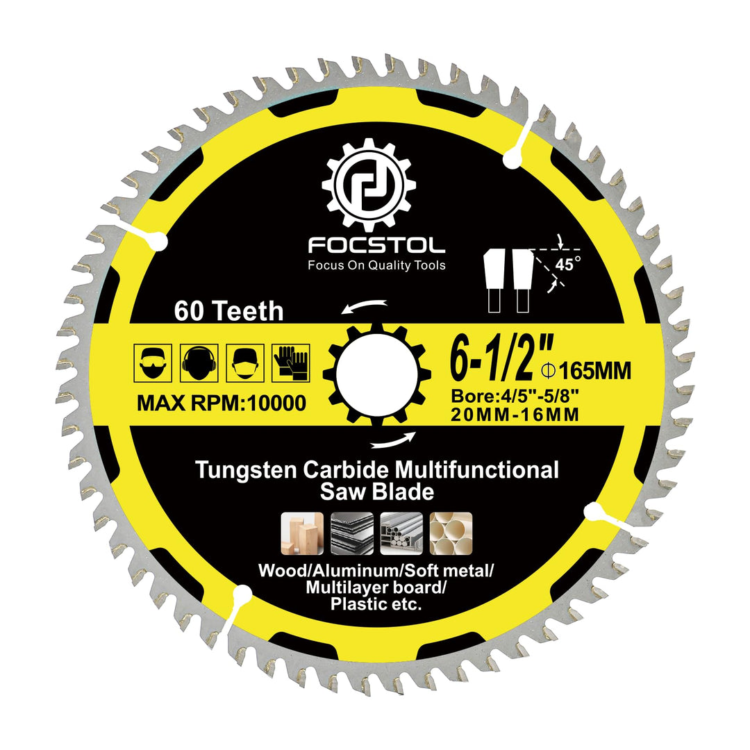 FOCSTOL Kreissägeblatt für Holz 165mm x 20/16mm - Sägeblatt für Holz 60 Zähne zum Schneiden von Kuns