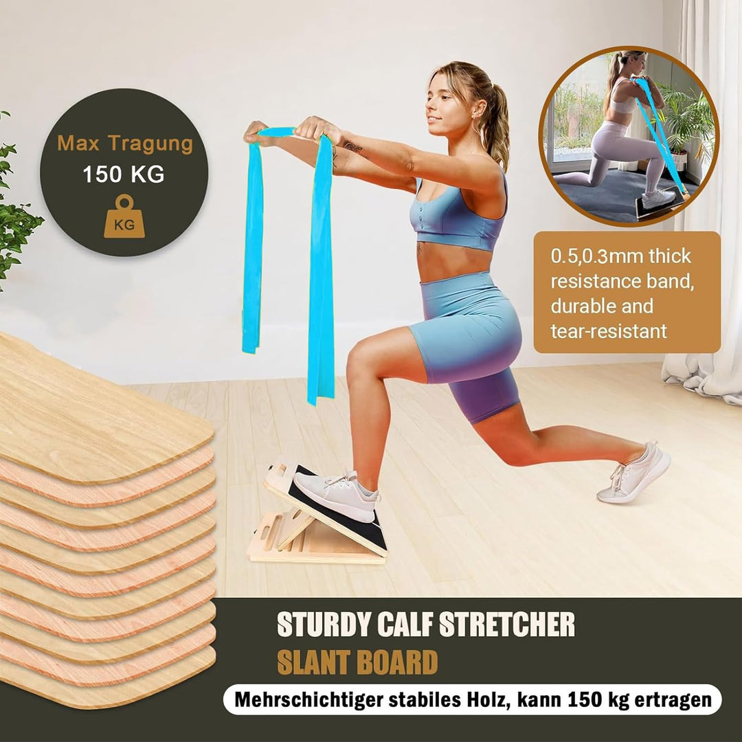 Schrägbrett und Mobility Board aus Holz, Wadendehner für Physiotherapie, Verstellbares‌ Slant Balanc