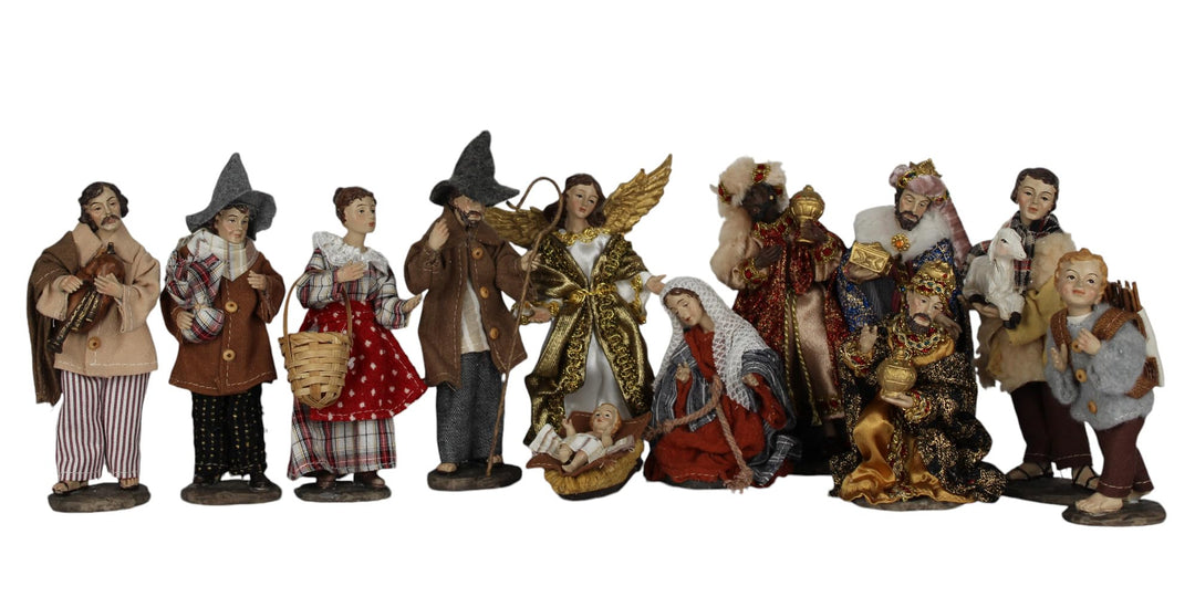ZICOM Ankleidefigurenset Nazareth, Krippenfiguren alpenländisch ca. 16cm 12-TLG. Polyresin bekleidet