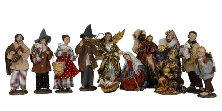 ZICOM Ankleidefigurenset Nazareth, Krippenfiguren alpenländisch ca. 16cm 12-TLG. Polyresin bekleidet