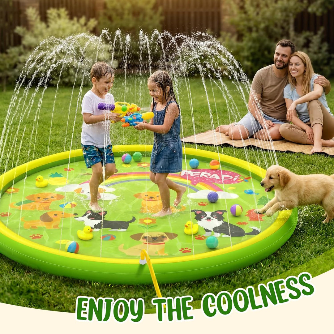 Peradix Splash Pad,Sprinkler Wasser-Spielmatte Anti-Rutsch Splash Play Matte Sommer Outdoor Garten K
