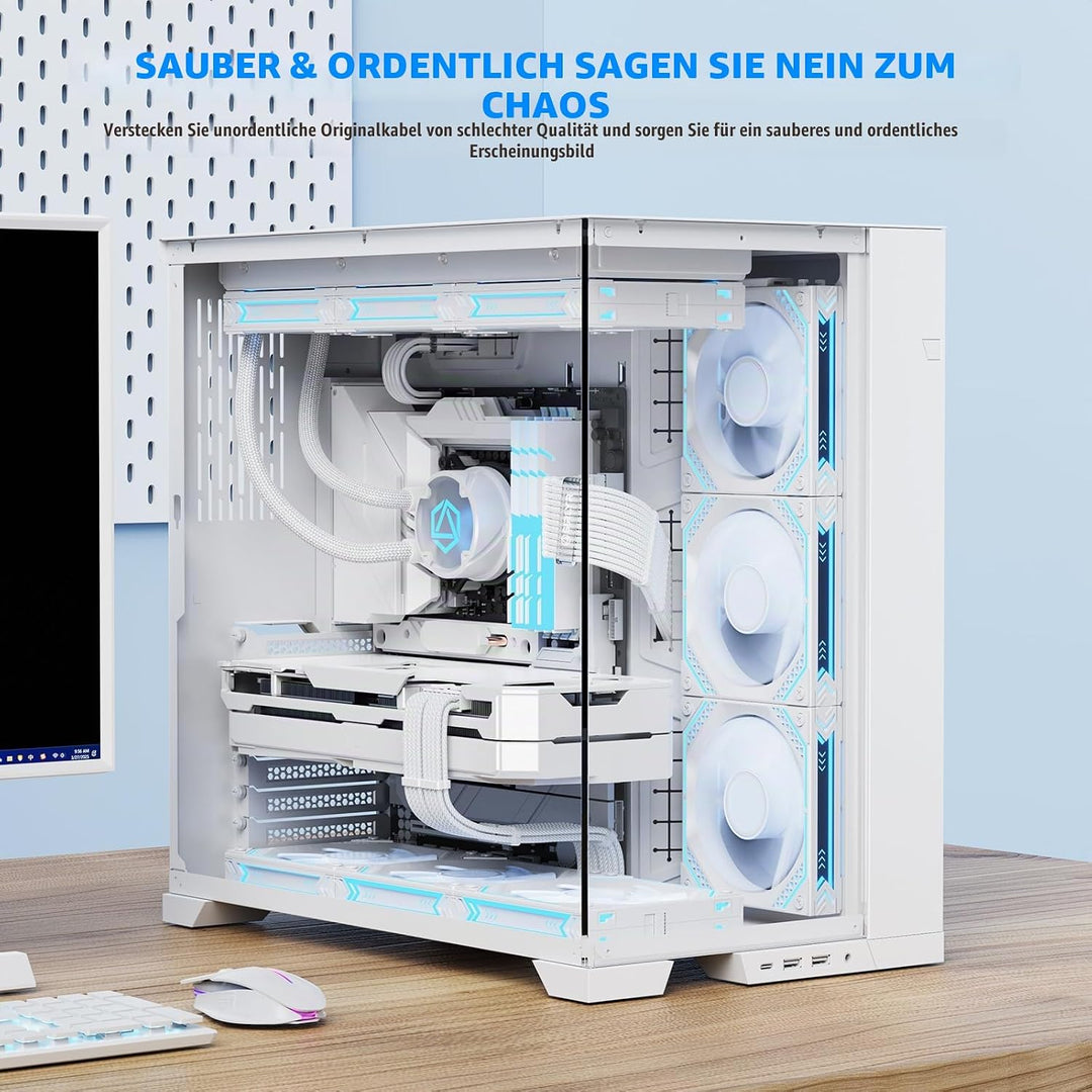 Sirlyr Perlweisses PSU-Verlängerungskabel-Set, massgeschneidertes ummanteltes Netzteilkabel, Mod für