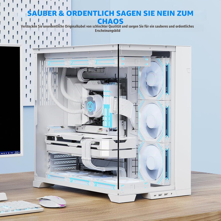 Sirlyr Perlweisses PSU-Verlängerungskabel-Set, massgeschneidertes ummanteltes Netzteilkabel, Mod für