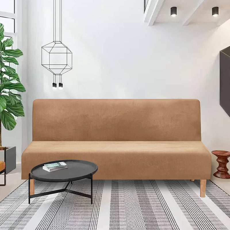 Mingfuxin Armlose Schlafsofabezüge, Stretch-Samt Futon Couchbezug Dicke weiche gemütliche Sofa Schon