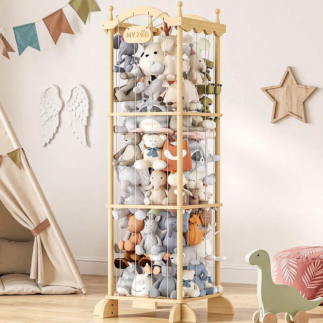 COSYLAND Stofftier-Aufbewahrungsturm - Stofftierhalter mit Gummiband für Spielzimmer Schlafzimmer Ki