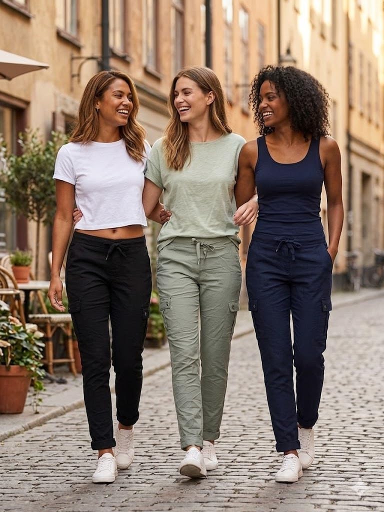 MATY FASHION Damen Hose Stretch Sweatpants aus Baumwolle Jogginghose Denim für Freizeit Boyfriend Ba
