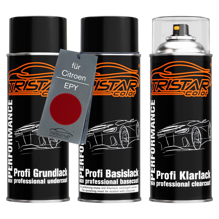 TRISTARcolor Autolack Spraydosen Set für Citroen EPY Rouge Rubi Nacre Metallic Grundlack Basislack K
