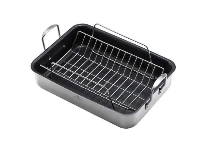 CHEF CUISINE Bräter Edelstahl mit Rost, für Backofen, 6 L, beschichtet, Induktionsgeeignet, Spülmasc