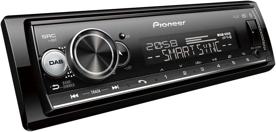 Pioneer MVH-S520DAB-AN inklusive DAB-Antenne, 1-DIN-Autoradio mit DAB+, rot, deutsche Menüführung, B