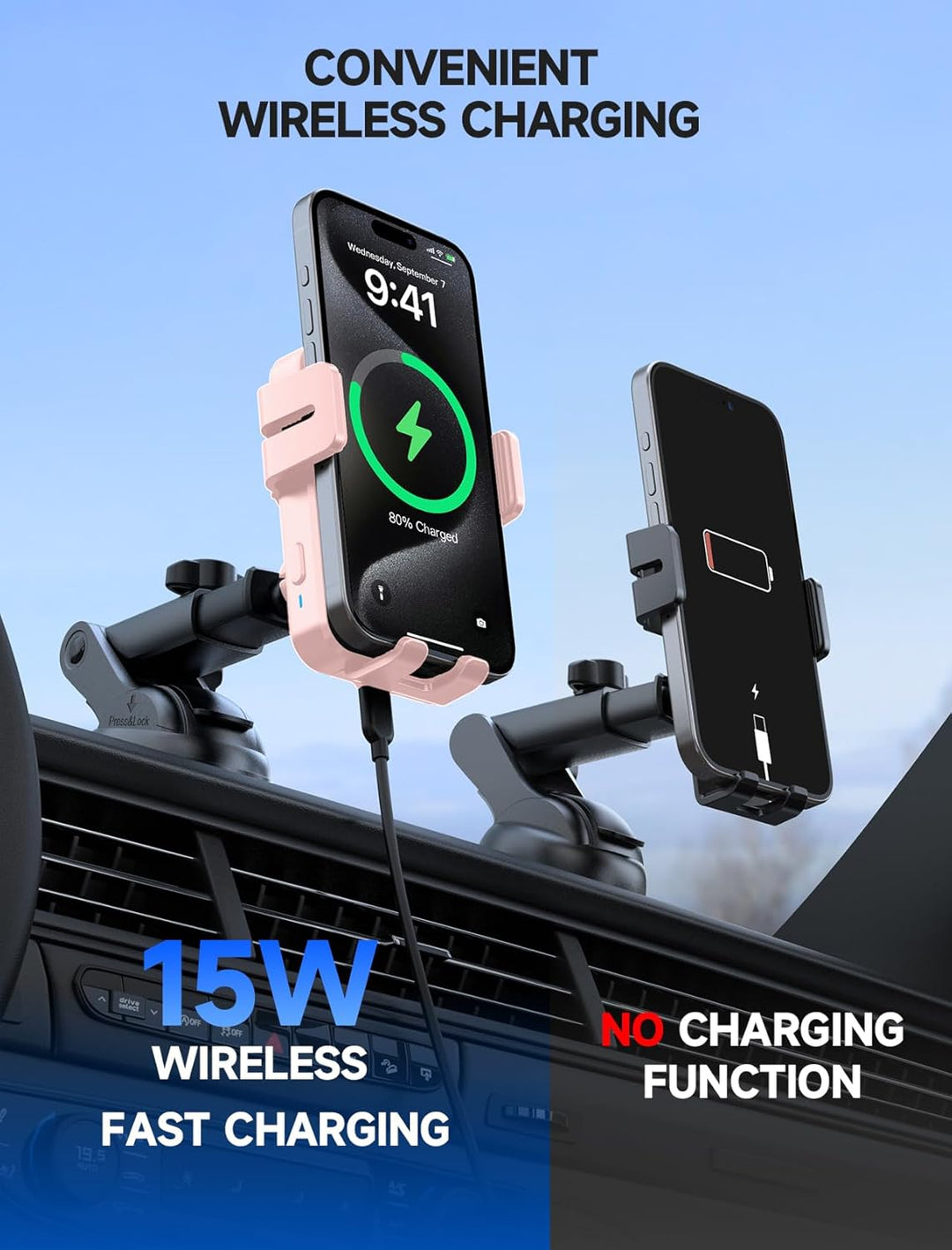 MOKPR Handyhalterung Auto mit Ladefunktion, 15W Handyhalterung Auto Induktives Laden für Entlüftungs