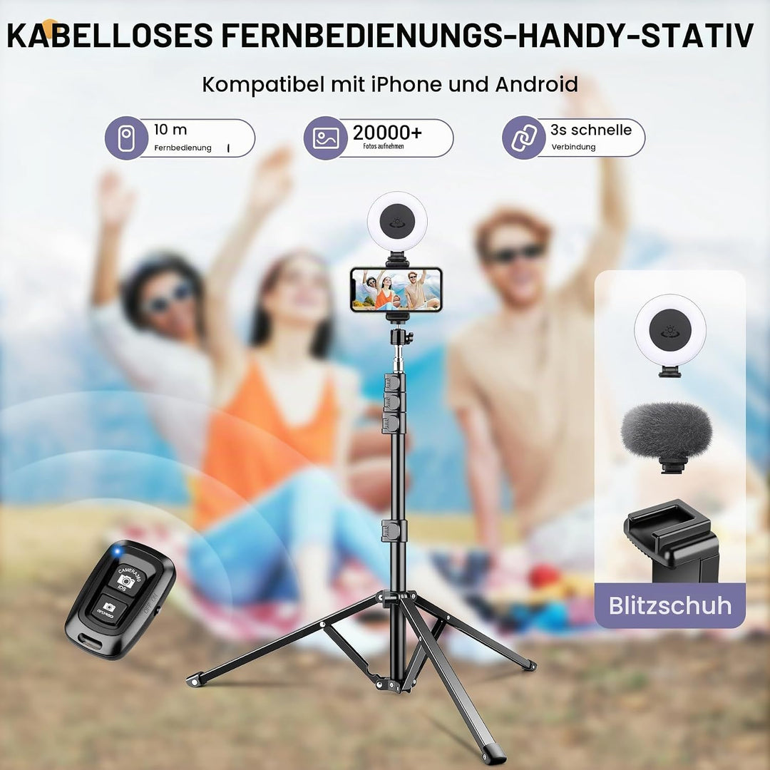 Victiv 224cm Hoch Handy Stativ, Schwerlast Flexibel Overhead Stativ für Kamera mit 35cm Verstellbare