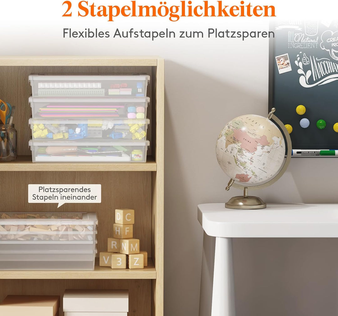 Lifewit 6-Pack 5L Aufbewahrungsbox mit Deckel, Plastikbox mit Clip-Verschlüssen, Dokumentenbox A4, T