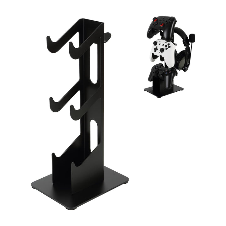 3-stöckig Spielkonsole & Kopfhörer Halterung Gamepadhalterung Kopfhörerhalterung Ständer 3 Schwarz,
