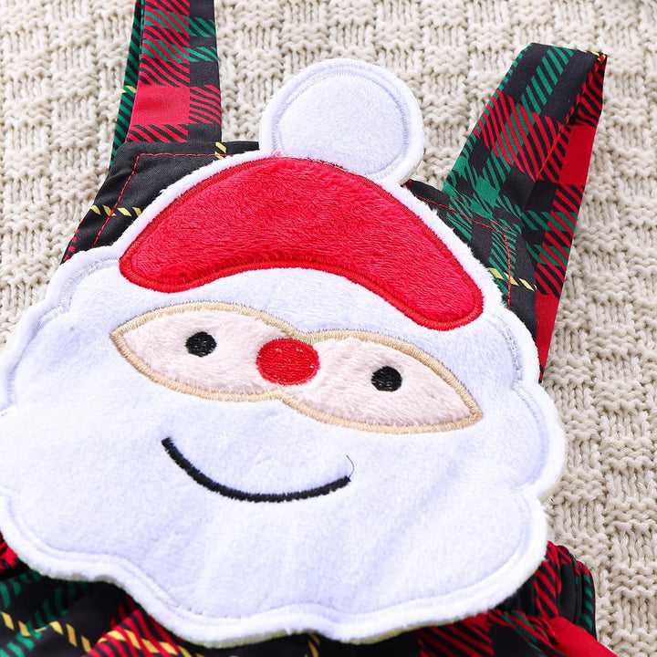 Baby Mädchen Weihnachtskleidung Langarm Strampler Hosenträger Plaid Rock Set Neugeborenen Outfit 0-3