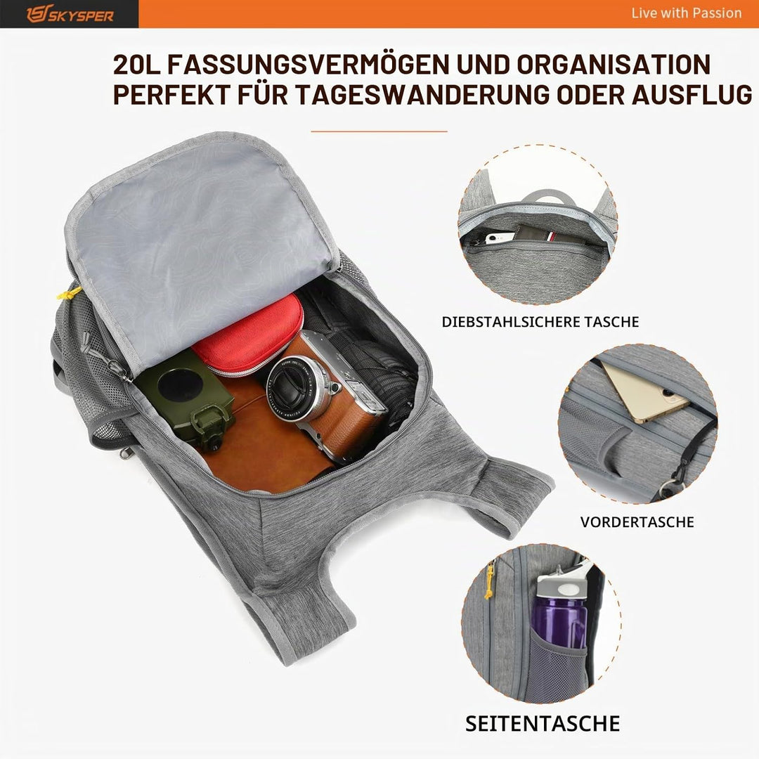 SKYSPER 10L/15L/20L Faltbarer Rucksack Ultraleicht Tagesrucksack Wasserfest Daypack Reiserucksack Wa