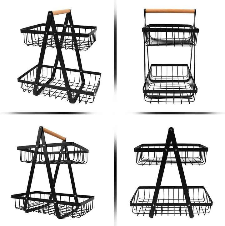 2-stöckiger Obstkorb, Obstschalenhalter, Brotkorb, Gemüseregal, abnehmbarer Obsthalter für Obst, Gem