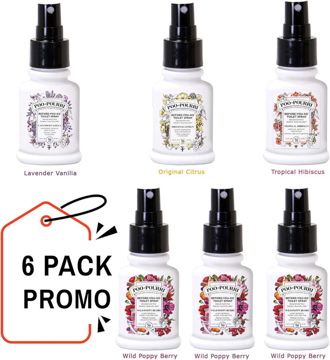 PooPourri Toilet Spray Before You Go Toilettenspray, 6 Stück