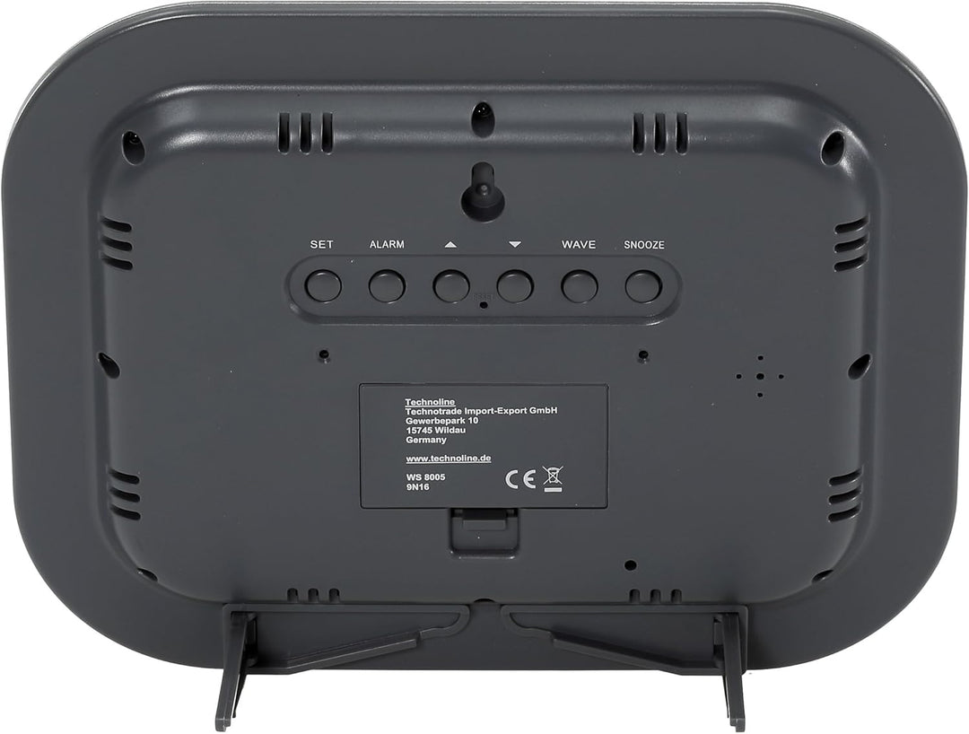 Technoline WS 8005 Funk-Wanduhr (schwarz Silber mit Batterien) Schwarz-silber mit Batterien, Schwarz