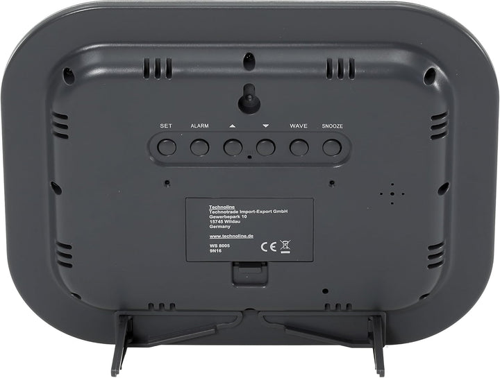 Technoline WS 8005 Funk-Wanduhr (schwarz Silber mit Batterien) Schwarz-silber mit Batterien, Schwarz
