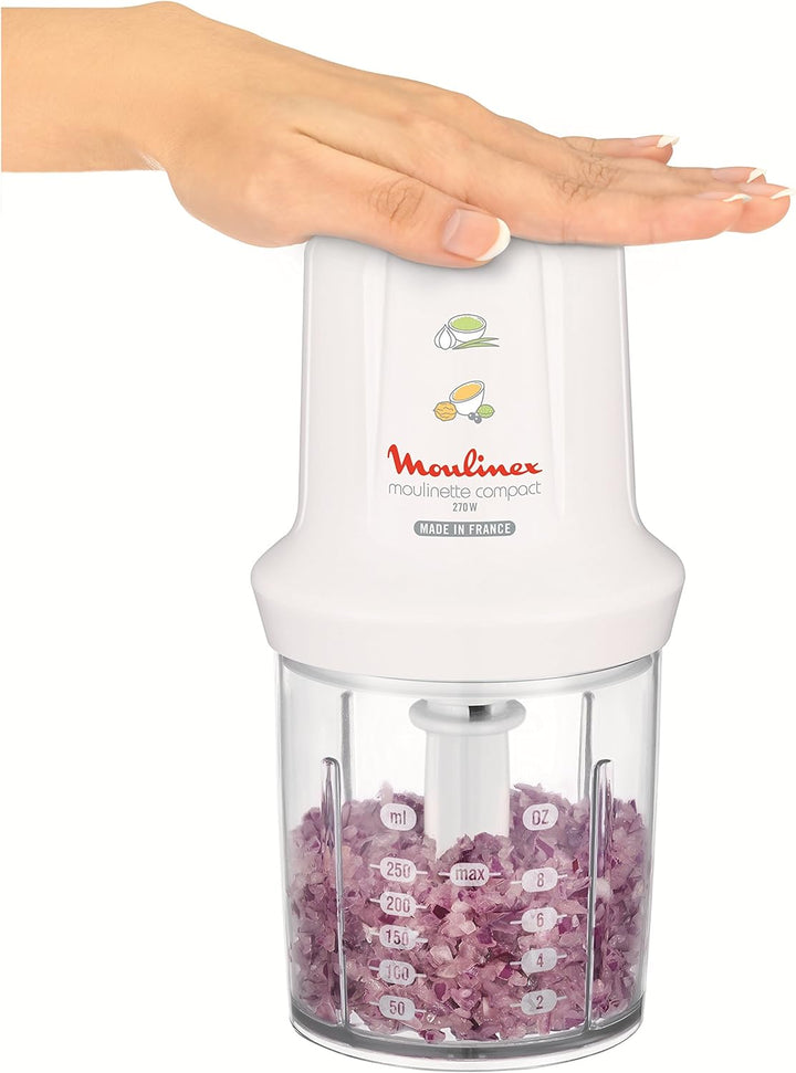 Moulinex DJ300110 Mini Chopper Elektro Moulinette Compact Shaker mit Deckel Weiss 270 W, 270 W