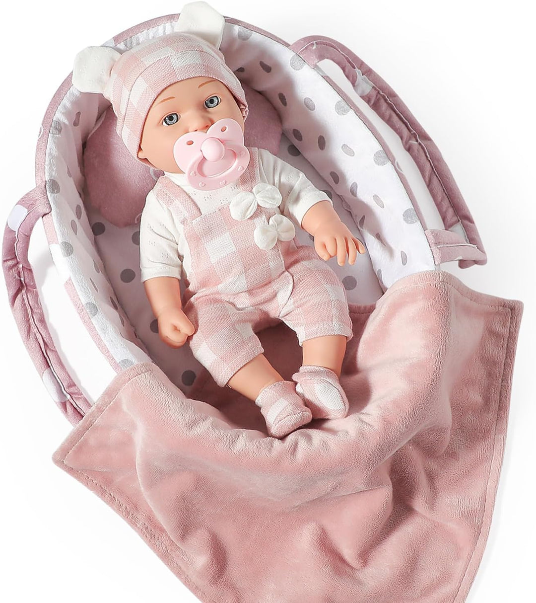30,5 cm Baby Puppen Spielzeug Set mit Zubehör, inklusive Baby-Puppentrage, Stubenwagen, Schnuller un