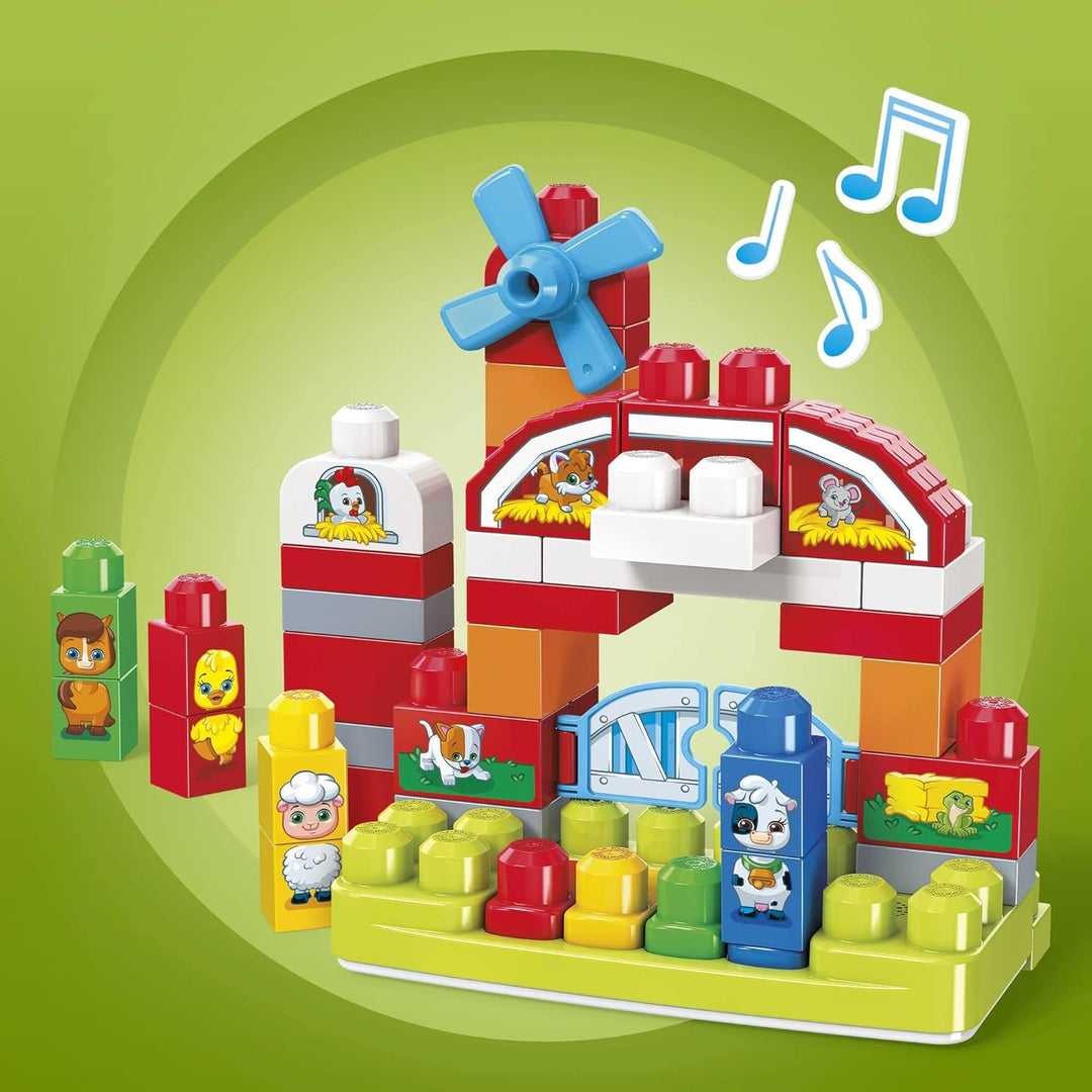 MEGA Bloks GCT50 - Musikspass-Bauernhof mit 46 Teilen, Spielzeug ab 1 Jahr Bauernhof mit Musik 46 Te