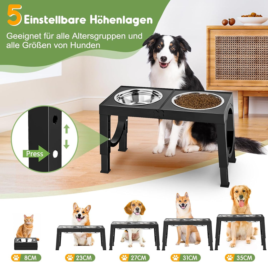 X XBEN Erhöhter Hundenapf, 5 Höhenverstellbar Futternapf für Kleine Mittlere Grosse Hunde, Futtersta