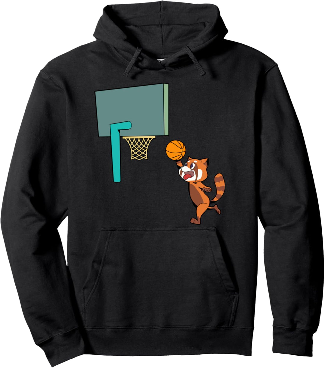 Comic Roter Panda spielt Basketball Pullover Hoodie