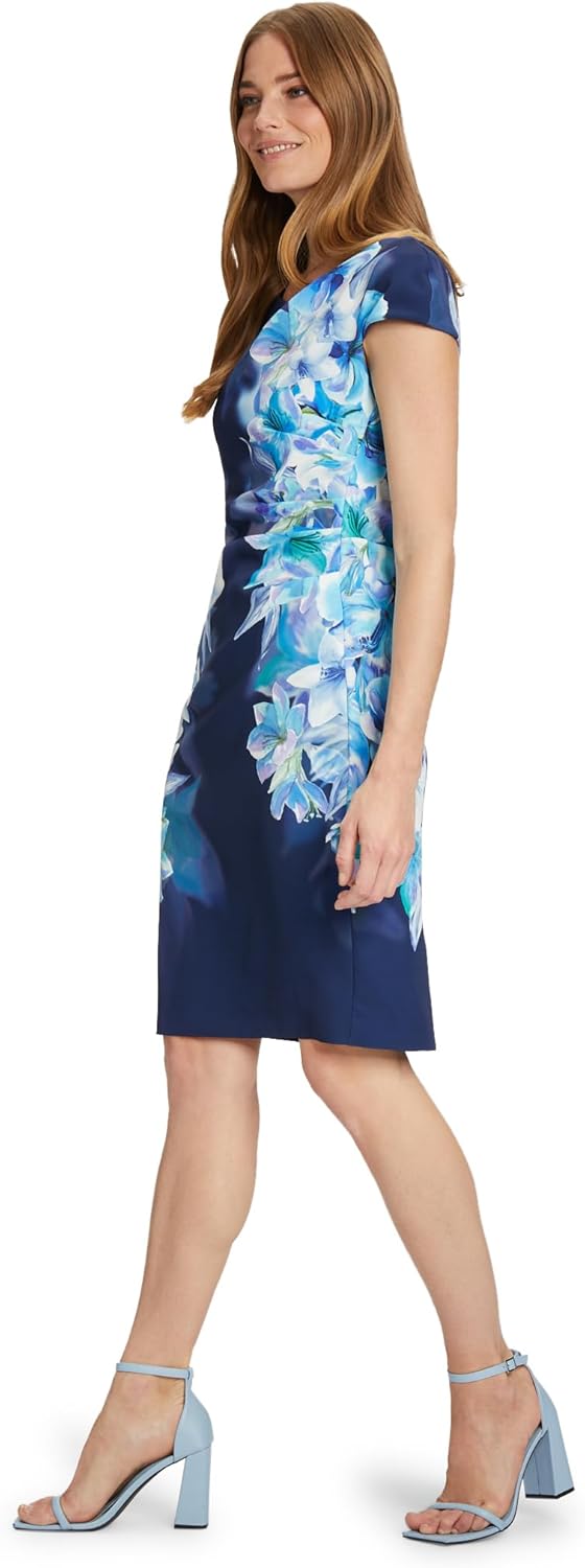 Vera Mont Damen Cocktailkleid mit Blumenprint 40 Dark Blue/Blue, 40 Dark Blue/Blue
