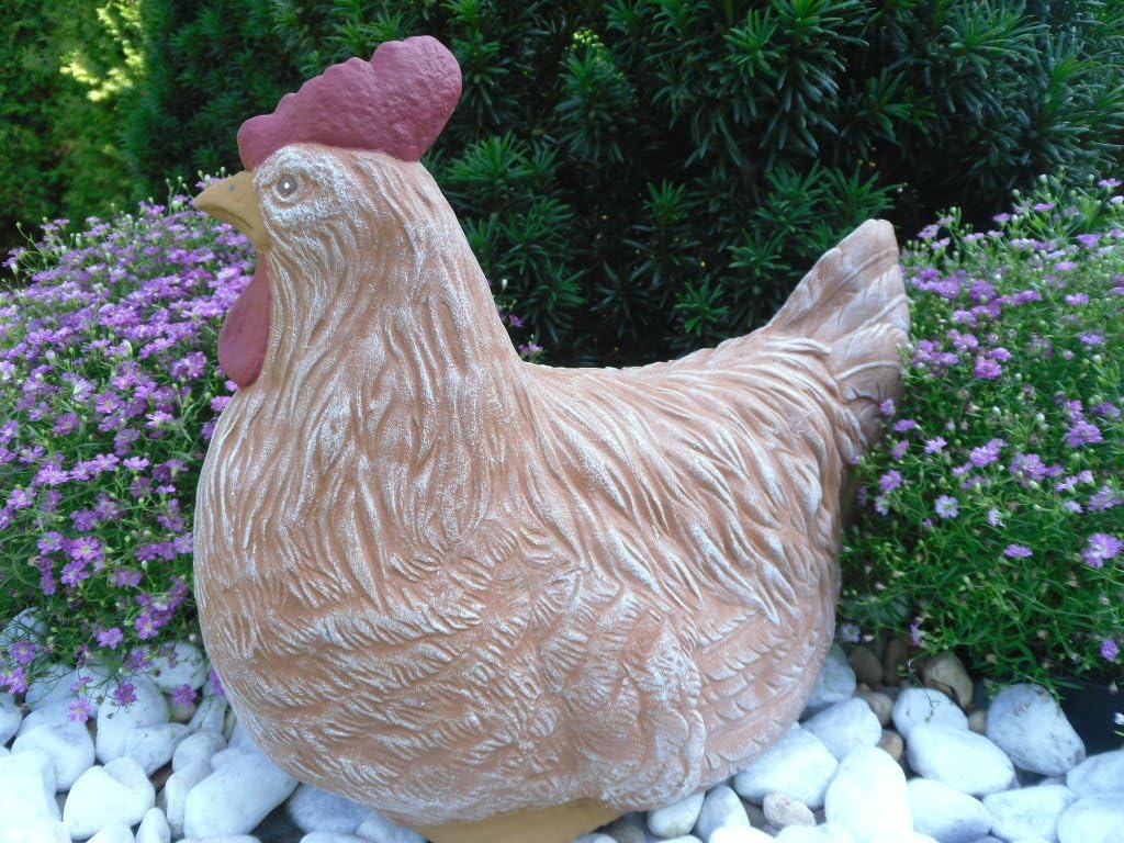 STEINFIGUREN SPICKER Steinfigur Huhn, 135/3 Gartenfigur Steinguss Tierfigur Terrakotta Patina