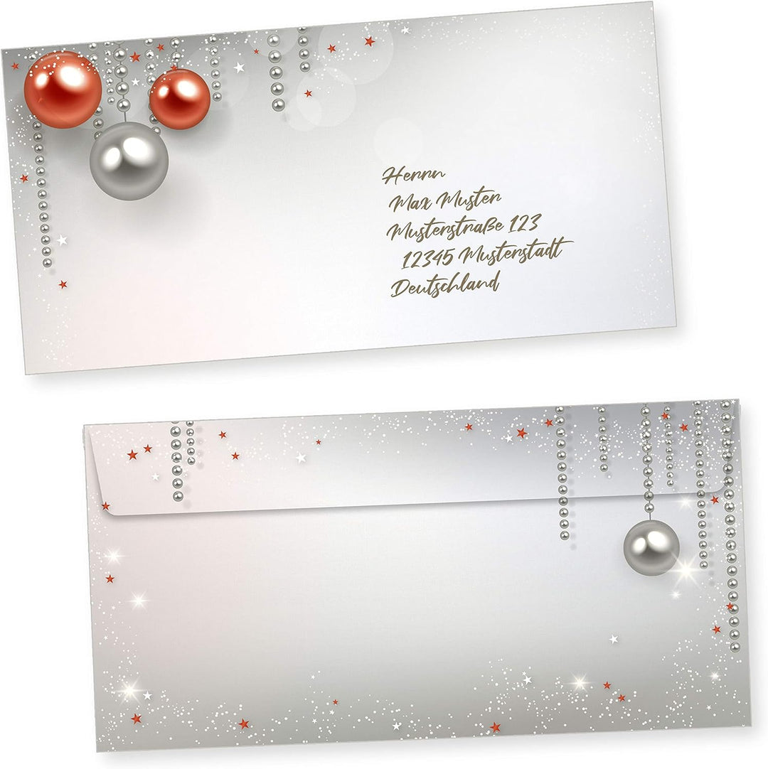Gala Design 100 Sets Weihnachtsbriefpapier mit Umschlag ohne Fenster, weihnachtliches Papier A4 Druc