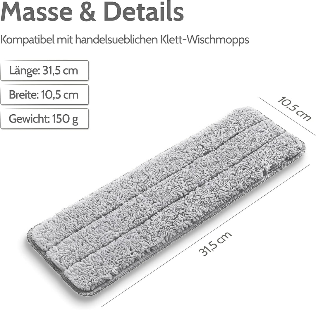 Allyson® Wischmopp Set Bodenwischer inkl. 5 Mops, 3-Kammer Wischmopp Set mit Eimer, Mob Wischer mit