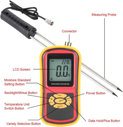 Feuchtemessgerät Digital Grain GM640 Feuchtetester LCD-Getreidetester Feuchtetemperatur Messer für W