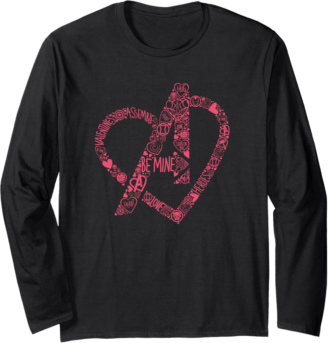 Marvel Avengers Heart Logo Valentine's Day Langarmshirt