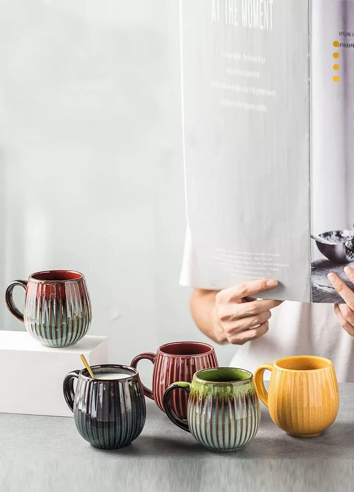 Saumo 5er Set 480 ml Hochwertige Handgefertigte Kaffeetassen aus Porzellan, Kaffee - Tasse in Modern