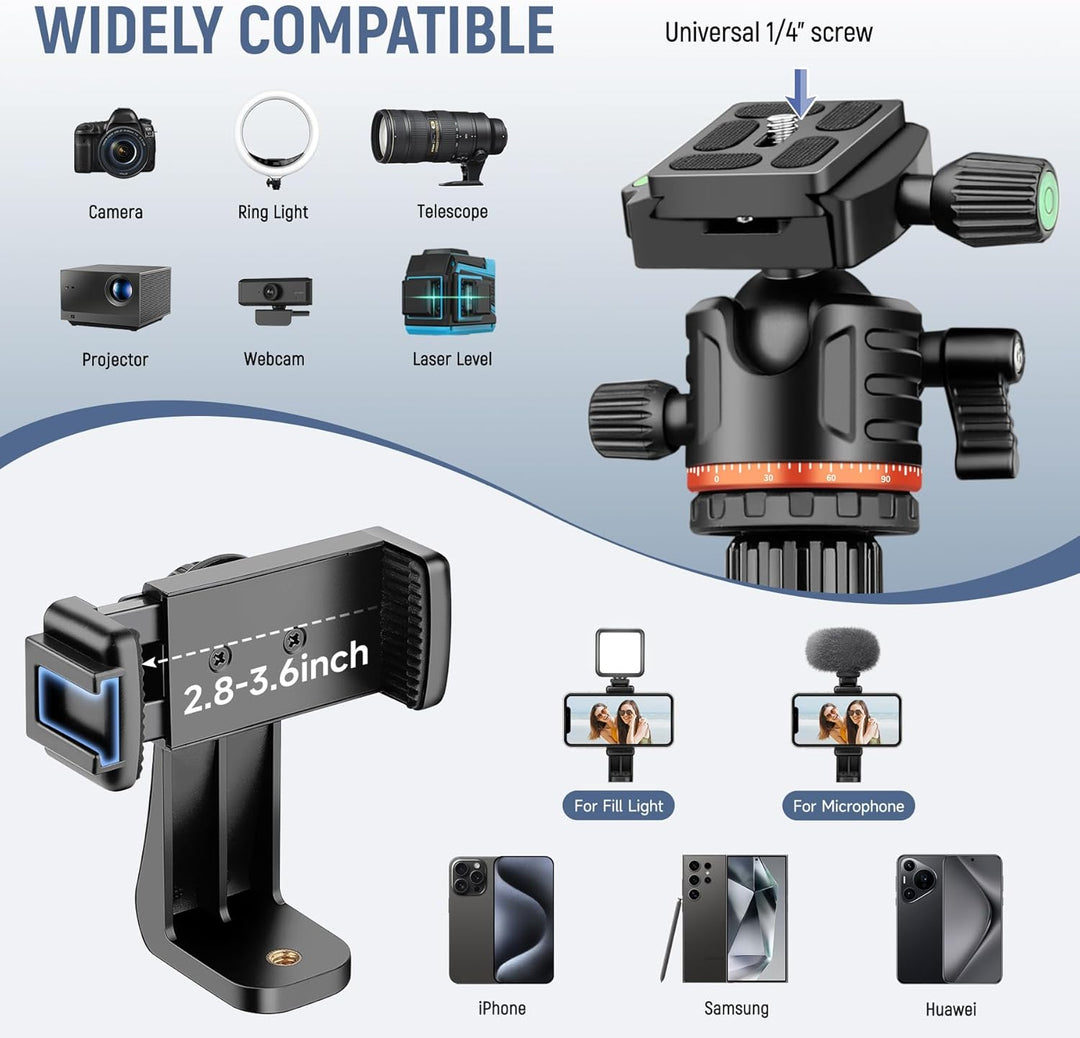 Victiv Schweres Kamera Stativ, 194cm Faltbares Aluminium Fotostativ, 2-in-1 Dreibein Stativ & Einbei