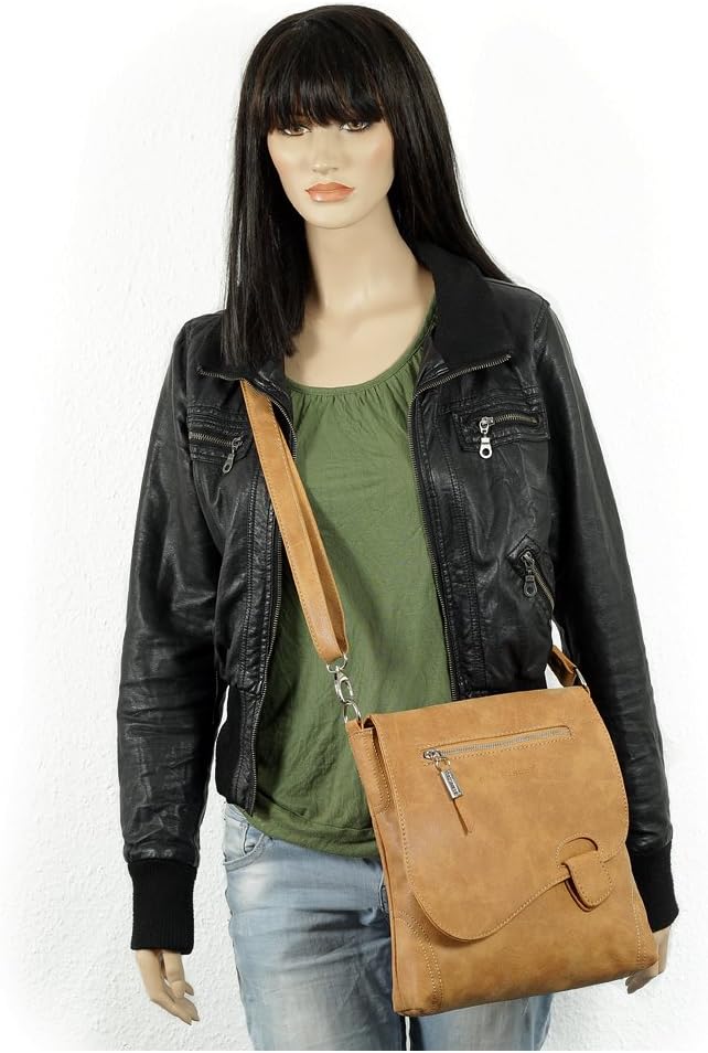 Ledershop24 Geschenkset - Handtasche Schultertasche Umhängetasche Wildleder-Imitat Used Look mit Rie