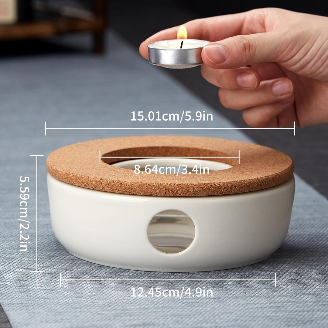 MESNEY Teekanne mit Stövchen, Keramische Isolierbasis, Geeignet zum Erhitzen und Warmhalten von Teek