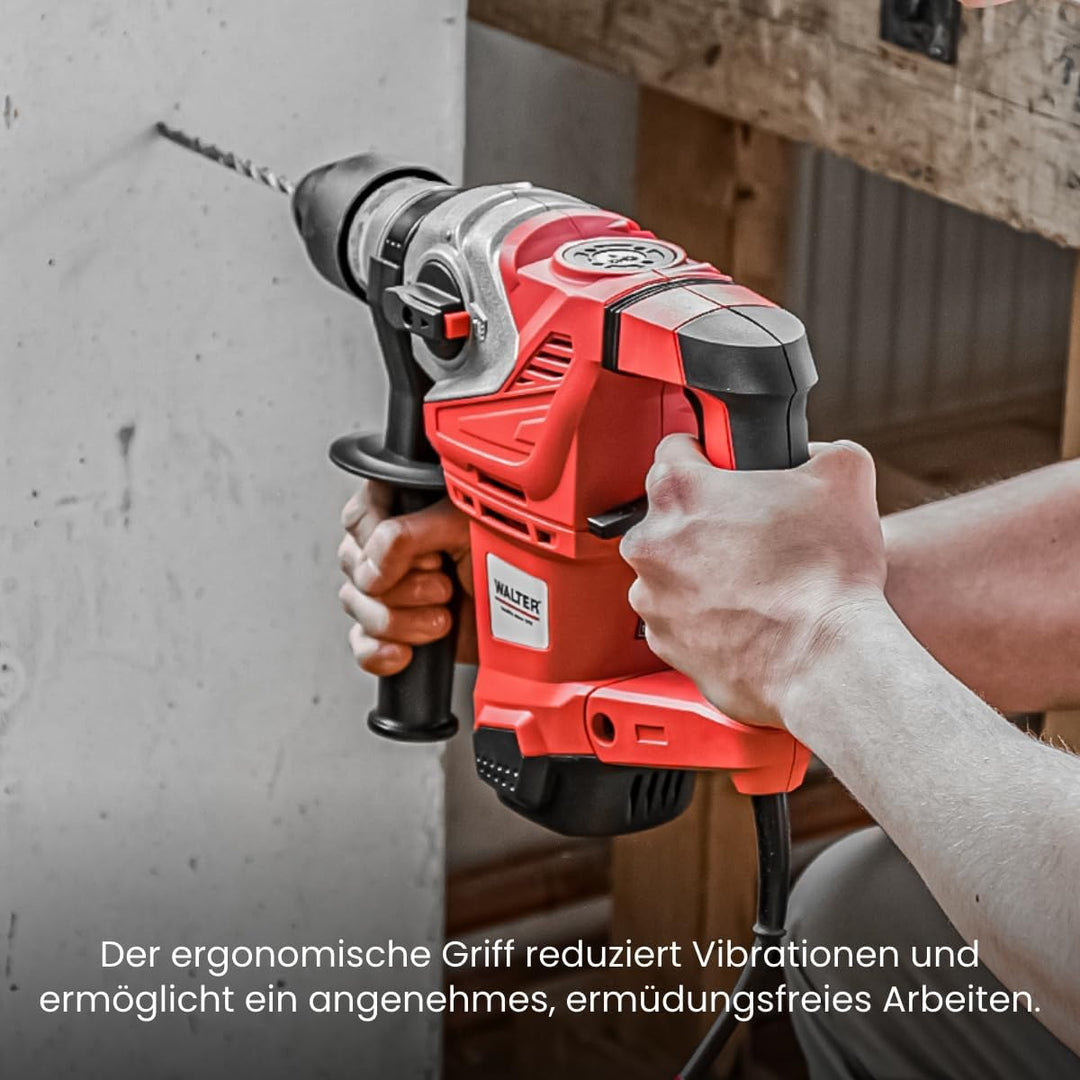 WALTER Bohr- und Meisselhammer 1500 W, optimales und leichtes Arbeiten durch vibrationsgedämpften Ha