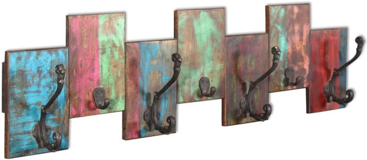 Hothingwell Wandgarderobe, 7 Haken, Massivholz | Unsichtbare Montage, handgefertigt, Vintage-Stil, e