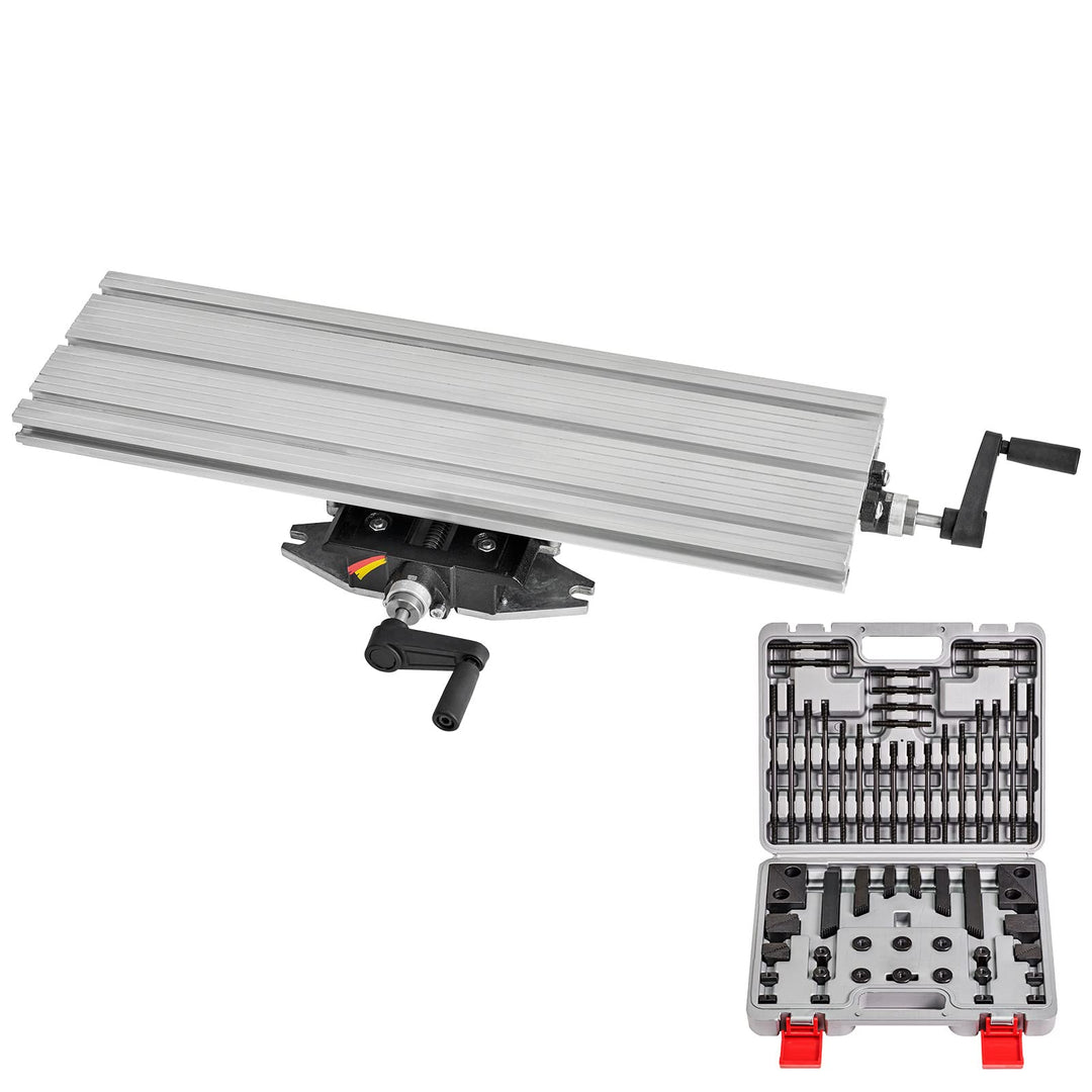 WABECO 2-Achsen Koordinatentisch K600 600 x 180 mm mit Spannpratzen Satz 58-teilig Kreuztisch Bohrti