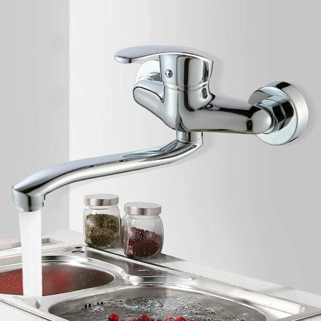 Wandmontage Küchenarmatur Mixer Wasserhahn Küchenspüle Heiss Und Kalt Verchromt Einhand-Mixer Wasser
