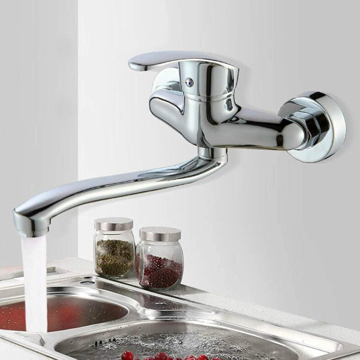 Wandmontage Küchenarmatur Mixer Wasserhahn Küchenspüle Heiss Und Kalt Verchromt Einhand-Mixer Wasser
