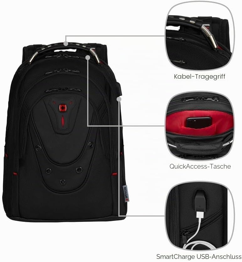 WENGER Ibex Deluxe Laptop-Rucksack, Notebook 14 bis 16 Zoll, Tablet bis 10 Zoll, 26 l, Damen Herren,